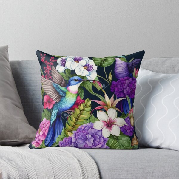 Artikelvorschau, Bunter Aquarell-Kolibri und Blumen entworfen und verkauft von printiesart.