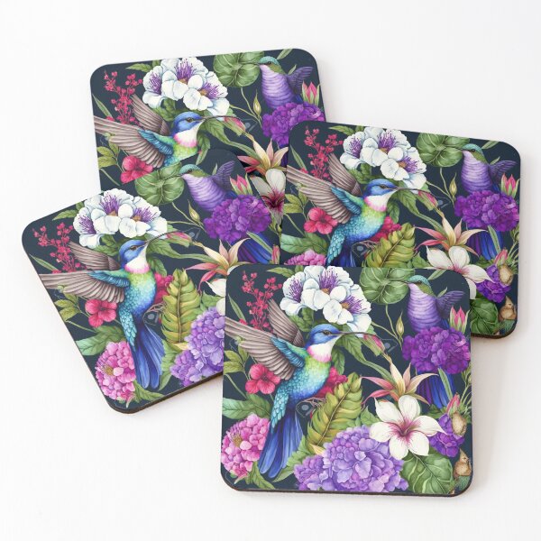 Artikelvorschau, Bunter Aquarell-Kolibri und Blumen entworfen und verkauft von printiesart.