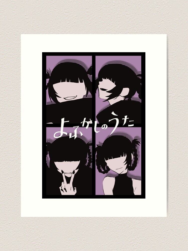 Call of the Night Anime Characters Nazuna Nanakusa Faceless in Cool 4  Panels Pop Art Style with Yofukashi no Uta Kanji or Japan Text Art Print  for Sale by Animangapoi