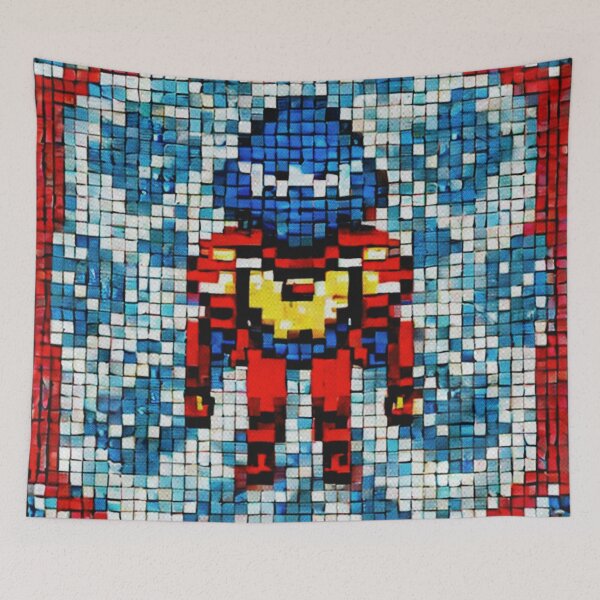 Item preview, Retro game public domain superhero, tiles mosaic style  designed and sold by spinolator.