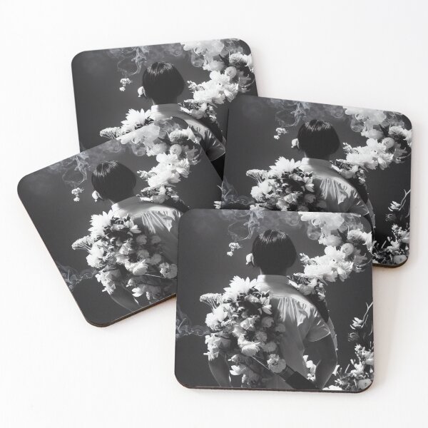 Item preview, Black and white yakuza anime hero in smoking flowers designed and sold by Karmanto.
