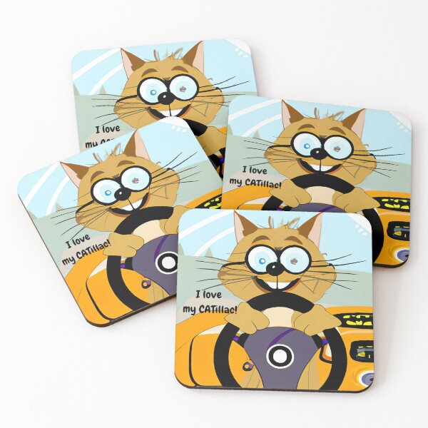 Item preview, Funny, happy cat drives his CATillac car wall art. Cartoon, funny cat wall art as prints, on canvas, or large posters. Wall art decor for your home. Choice of print sizes. designed and sold by JoelsCorner.