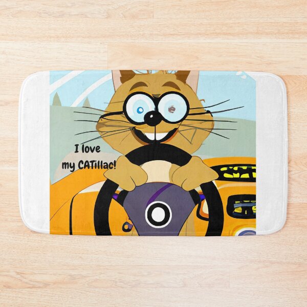Item preview, Funny, happy cat drives his CATillac car wall art. Cartoon, funny cat wall art as prints, on canvas, or large posters. Wall art decor for your home. Choice of print sizes. designed and sold by JoelsCorner.