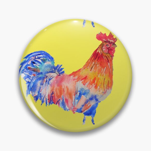 Item preview, Rooster Chicken Watercolor Painting on Yellow designed and sold by Sarah  Rajkotwala.