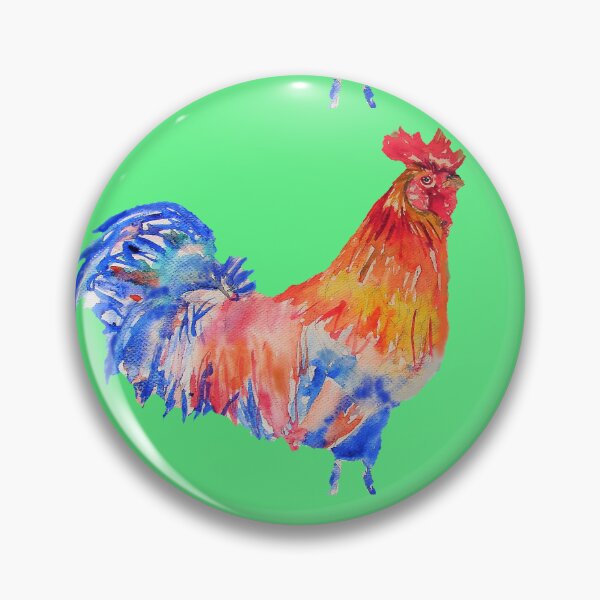 Item preview, Rooster Chicken Watercolor Painting on Green designed and sold by Sarah  Rajkotwala.