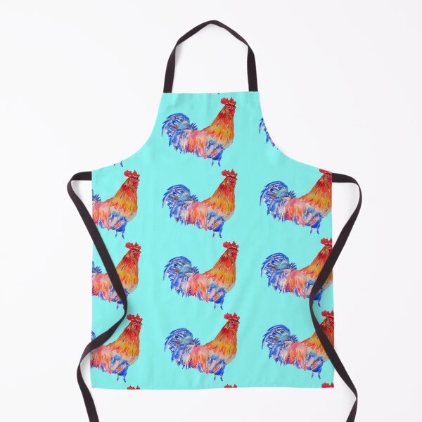 Item preview, Rooster Chicken Watercolor Painting on Aqua designed and sold by Sarah Rajkotwala.