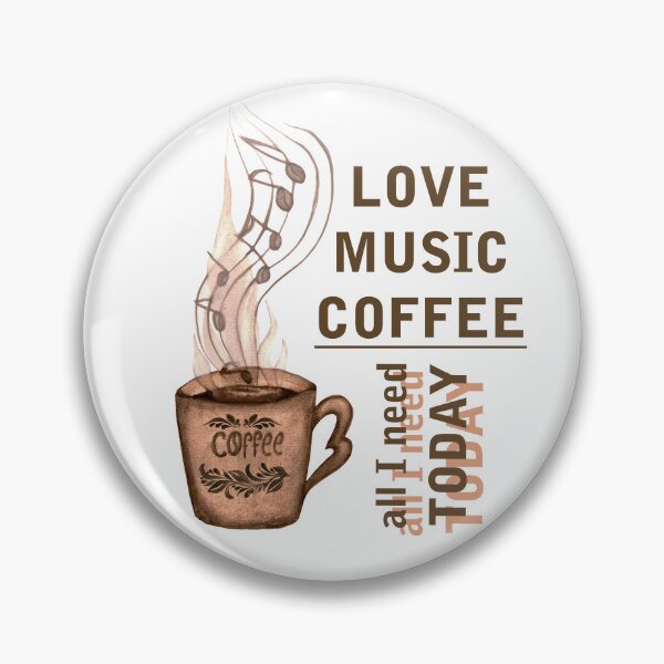 Item preview, Love, music, coffee all I need today, Coffee and music, love and coffee, watercolor coffee note, coffee melody designed and sold by Sunflower-7.