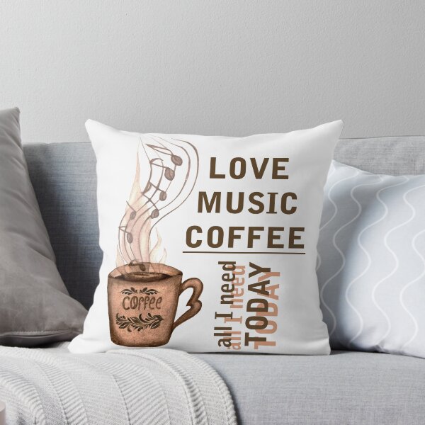 Item preview, Love, music, coffee all I need today, Coffee and music, love and coffee, watercolor coffee note, coffee melody designed and sold by Sunflower-7.