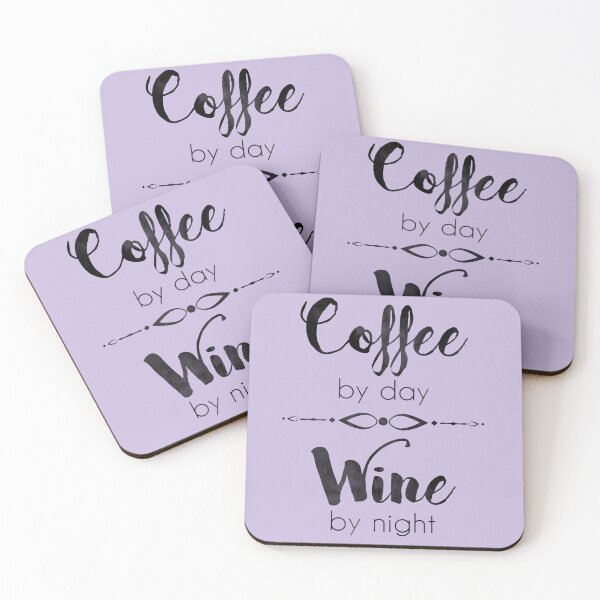 Item preview, Black Watercolor Coffee by Day Wine by Night designed and sold by RusticPinesCo.