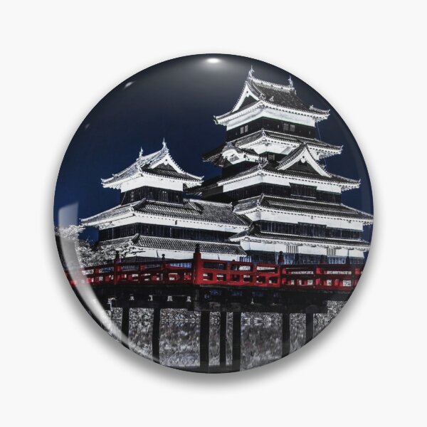Item preview, Japanese Castle at night | Osaka Castle | Japanese Red Bridge designed and sold by Art-by-Geoff.