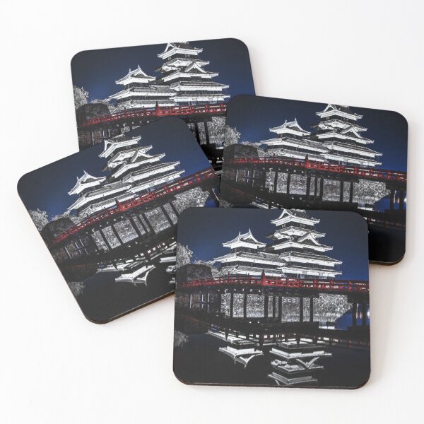 Item preview, Japanese Castle at night | Osaka Castle | Japanese Red Bridge designed and sold by Art-by-Geoff.