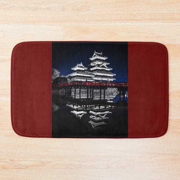 Item preview, Japanese Castle at night | Osaka Castle | Japanese Red Bridge designed and sold by Art-by-Geoff.