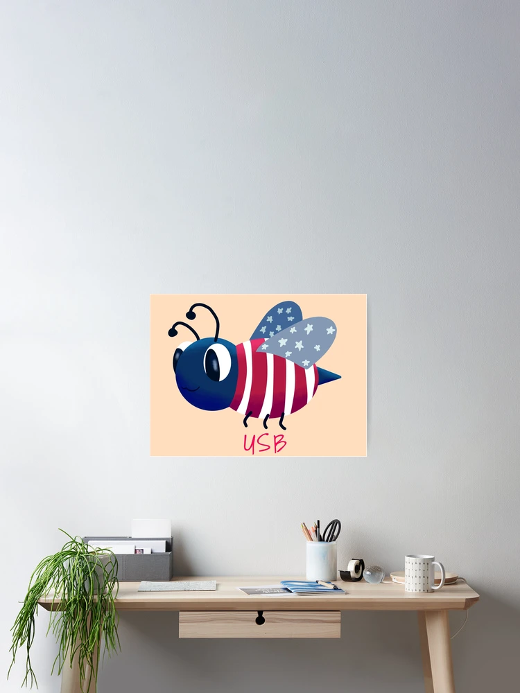 Aperçu 2 sur 3. Poster avec l'œuvre Abeille USB créée et vendue par JavaDraws.