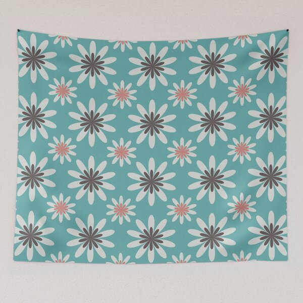 Item preview, Funky Unique Blue White n Pink Abstract Floral Pattern designed and sold by Secondhand-Rose.