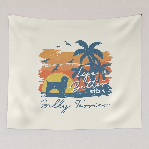 Item preview, Life is Better With Silky Terrier Beach Sunset Retro Vintage designed and sold by rafaeltto.