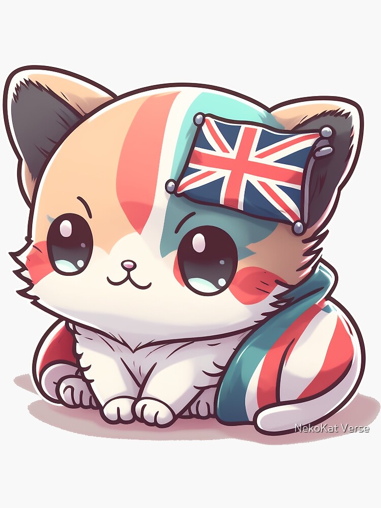"British Kawaii Cute Cat Sticker" Sticker for Sale by Tricodasilva