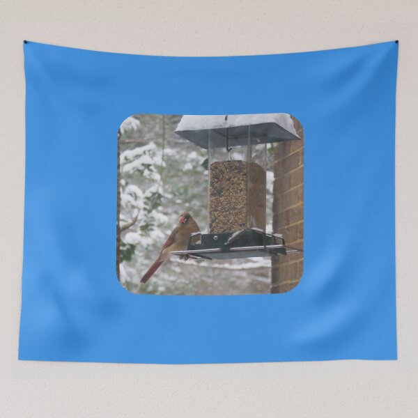 Item preview, Female cardinal at feeder in winter designed and sold by TechLaughs.