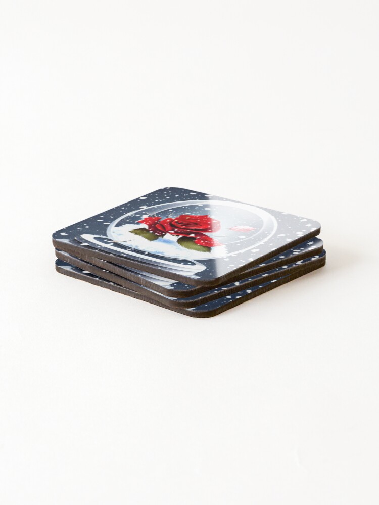 Thumbnail 4 of 5, Coasters (Set of 4), Snowy Roses designed and sold by deecdee.