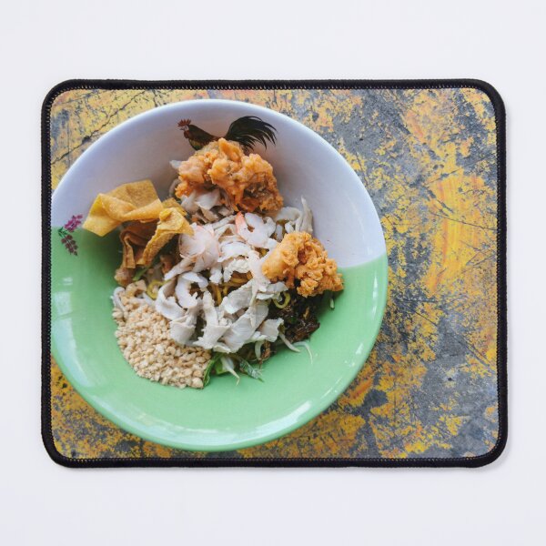Item preview, Thai street food. Asian yellow egg noodle with chicken and shrimp on cement background. designed and sold by Nalidsa Sukprasert.