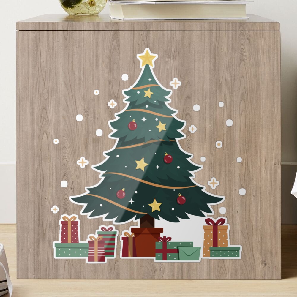 Decorated Christmas Tree Sticker, Zazzle