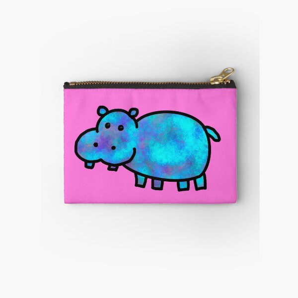 Item preview, Blue Glowing Hippo Pink Background  designed and sold by blejsart.