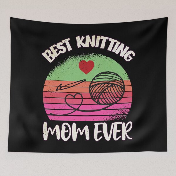 Item preview, Best Knitting Mom Ever Knitting Crochet Lover Gifts Retro Sunset Yarn Funny Knitter designed and sold by CoolCreative.