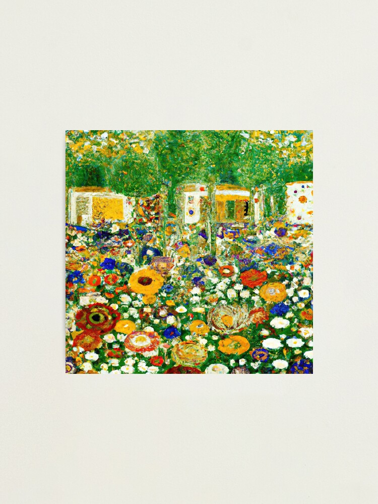 Aperçu 1 sur 3. Impression photo avec l'œuvre Jardin de fleurs Gustav Klimt créée et vendue par maniacfitness.