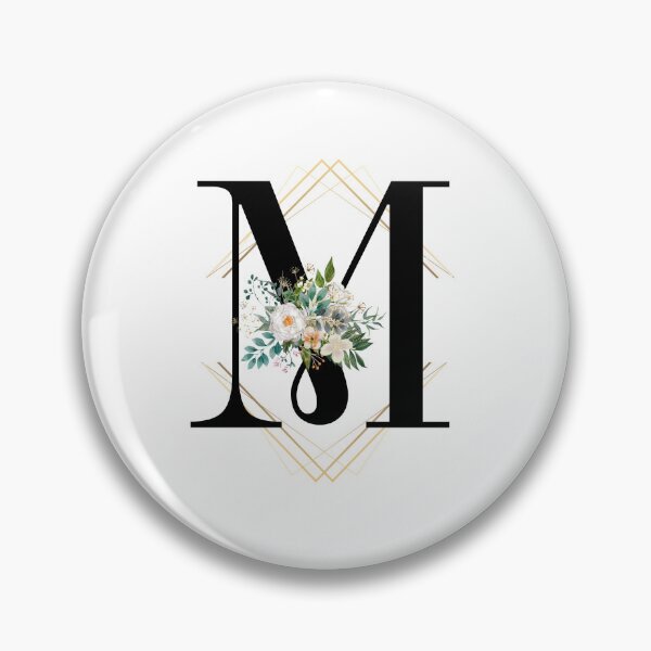 Item preview, Monogram M Botanical Pretty White Rose Flowers Blossoms Floral Peony designed and sold by HalloweenGift.