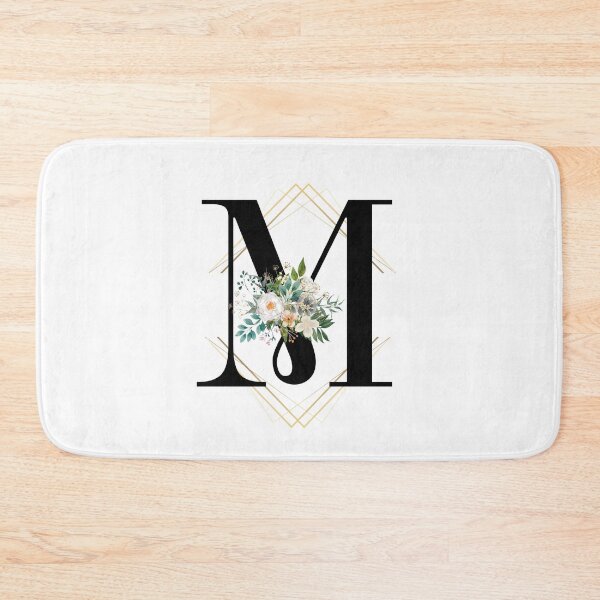 Item preview, Monogram M Botanical Pretty White Rose Flowers Blossoms Floral Peony designed and sold by HalloweenGift.