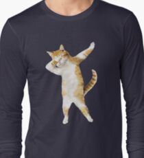 Dabbing Cat Kitten Funny Dab Tee Cool Dance Kitty Long Sleeve T-Shirt