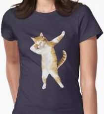Dabbing Cat Kitten Funny Dab Tee Cool Dance Kitty Women's Fitted T-Shirt