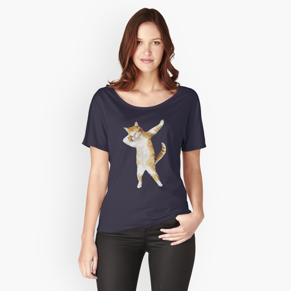 Dabbing Cat Kitten Funny Dab Tee Cool Dance Kitty Relaxed Fit T-Shirt