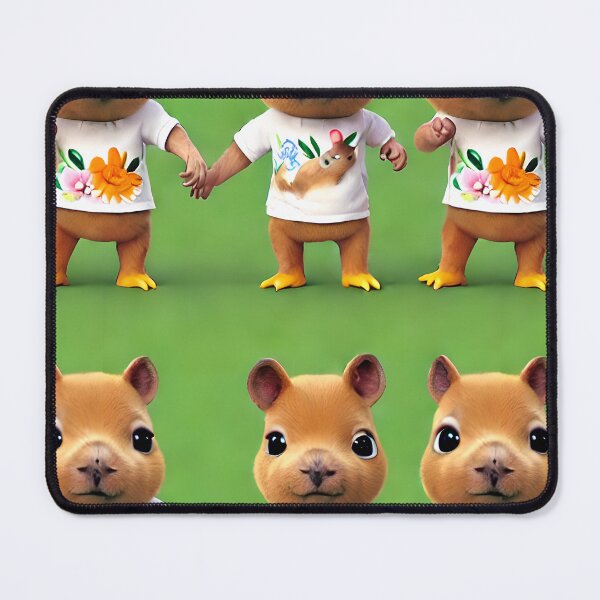 Item preview, Cute Chibi Capybaras Holding Hands - Seamless Pattern designed and sold by Chubuter.