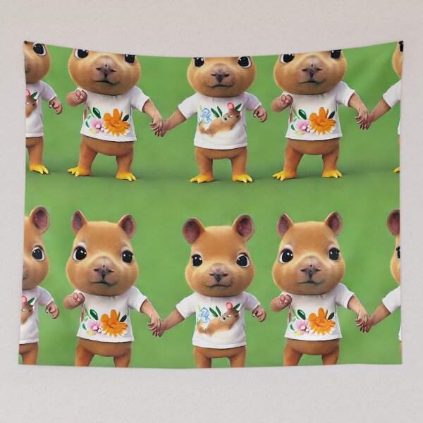Item preview, Cute Chibi Capybaras Holding Hands - Seamless Pattern designed and sold by Chubuter.