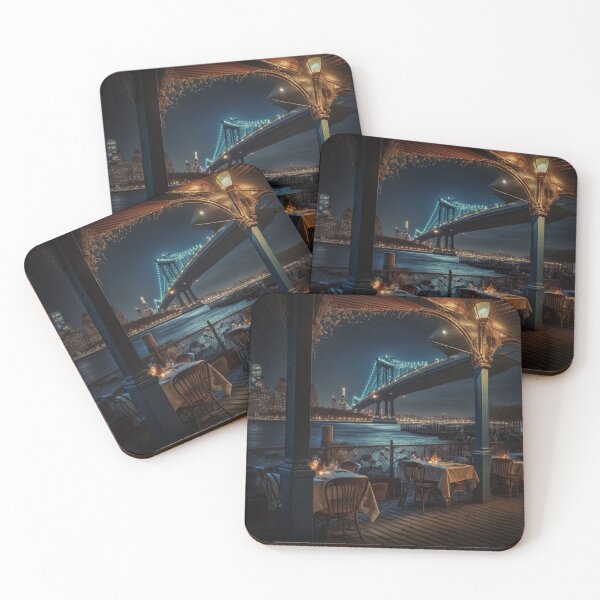 Item preview, The River Caffe under the Brooklyn Bridge II abstract art designed and sold by Wearable Message.