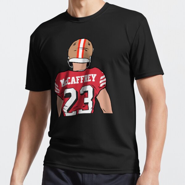 RED 49ers McCaffrey Logo T-Shirt Adult at  Men's Clothing store