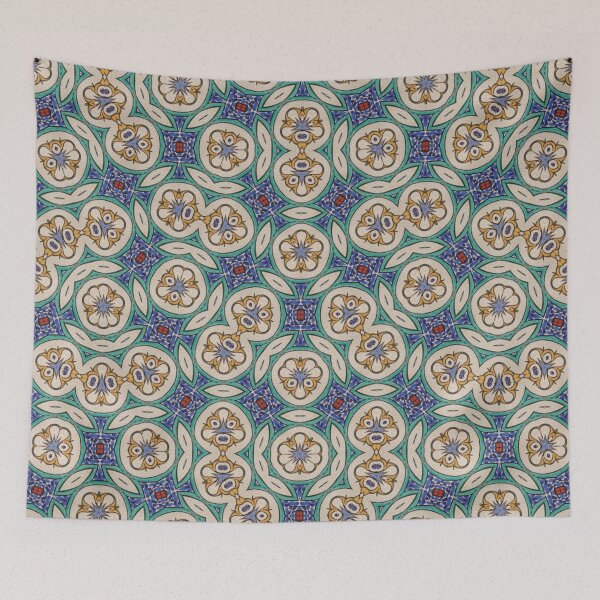 Item preview, Blue Turquoise White and Yellow Seamless Pattern Print designed and sold by protegra.