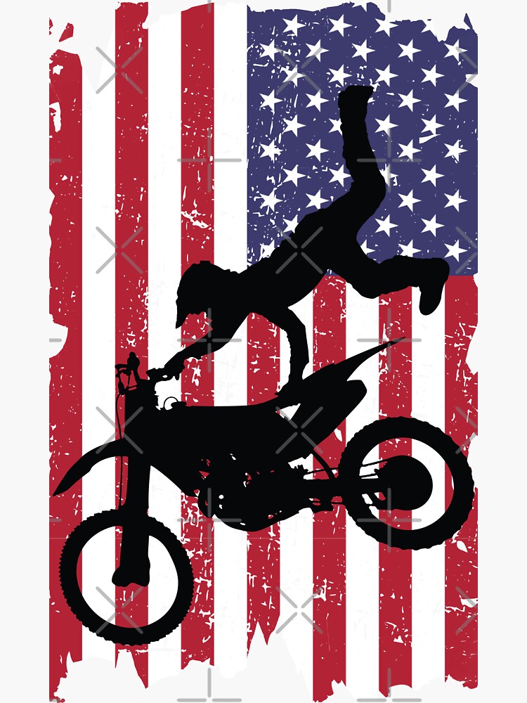 Dirt Bike American Flag Motocross Rider Th Of July Patriotic Sticker For Sale By Ribu