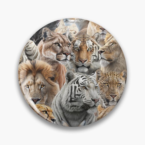 Item preview, Roaring Majesties: A Collage of the World's Big Cats. Lions, leopards, cheetahs, panthers, lynx, pumas, caracals and cougars designed and sold by Orianah.