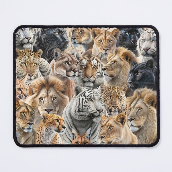 Item preview, Roaring Majesties: A Collage of the World's Big Cats. Lions, leopards, cheetahs, panthers, lynx, pumas, caracals and cougars designed and sold by Orianah.