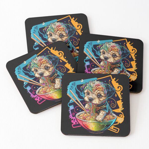 Item preview, Colorful Puppy Eating Ramen Noodles with Graffiti  designed and sold by cardinalhill.