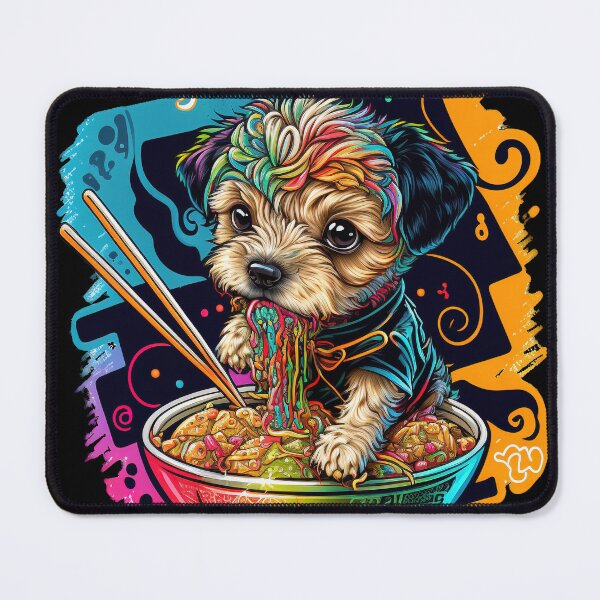 Item preview, Colorful Puppy Eating Ramen Noodles with Graffiti  designed and sold by cardinalhill.