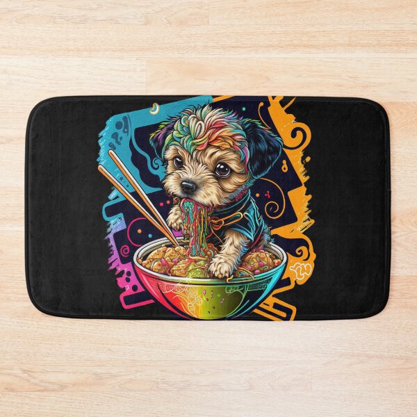Item preview, Colorful Puppy Eating Ramen Noodles with Graffiti  designed and sold by cardinalhill.
