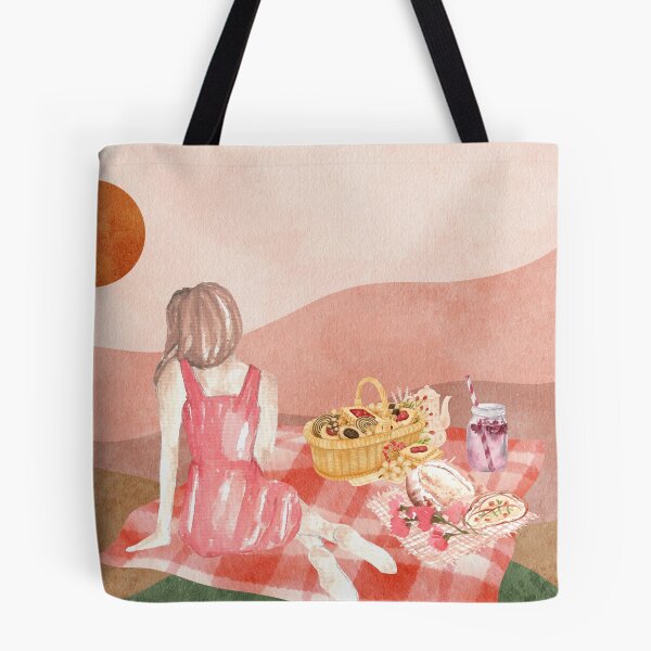 Item preview, A Woman in a Red Dress Having a Picnic on a Yard  Chilling Out  designed and sold by Apkdesigner.
