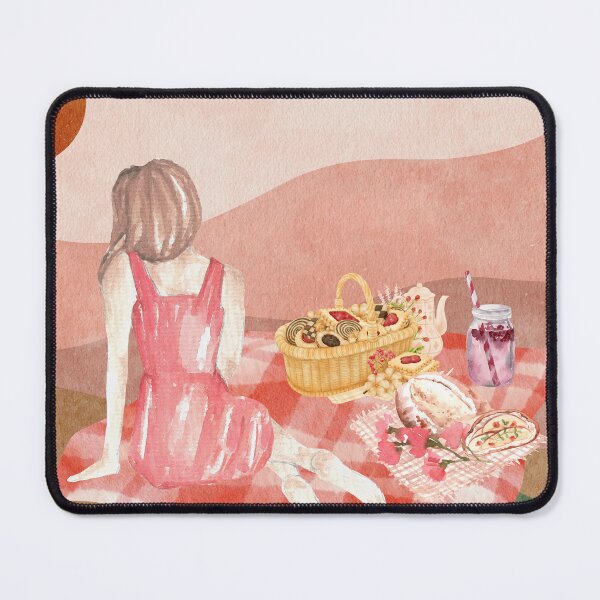 Item preview, A Woman in a Red Dress Having a Picnic on a Yard  Chilling Out  designed and sold by Apkdesigner.
