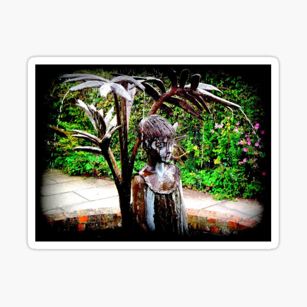 Item preview, Weird Fountain With Girl Statue In Walled Garden designed and sold by Beatrice Roberts.