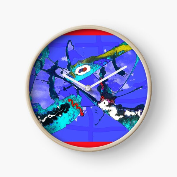 Paint Pour Abstract Blue Clock