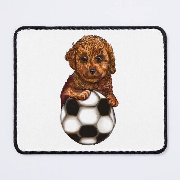 Item preview, Cavapoo football soccer dog - Soccer playing  Cavapoo  Cavoodle puppy dog holding a football soccer ball  - cavalier king charles spaniel poodle, puppy love designed and sold by Artonmytee.