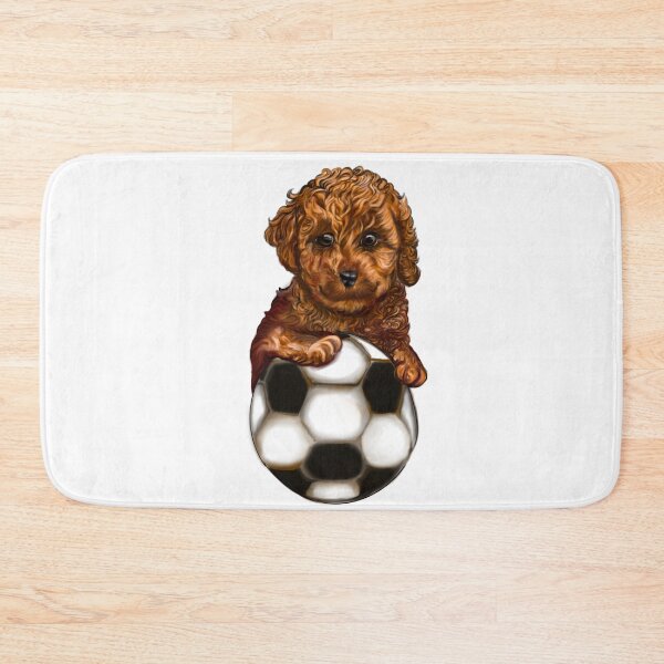 Item preview, Cavapoo football soccer dog - Soccer playing  Cavapoo  Cavoodle puppy dog holding a football soccer ball  - cavalier king charles spaniel poodle, puppy love designed and sold by Artonmytee.