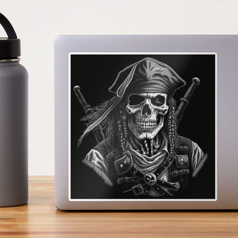 2.75 X 2.75 Holographic Skeleton Pirate Sticker – Skeleton Pirate Art